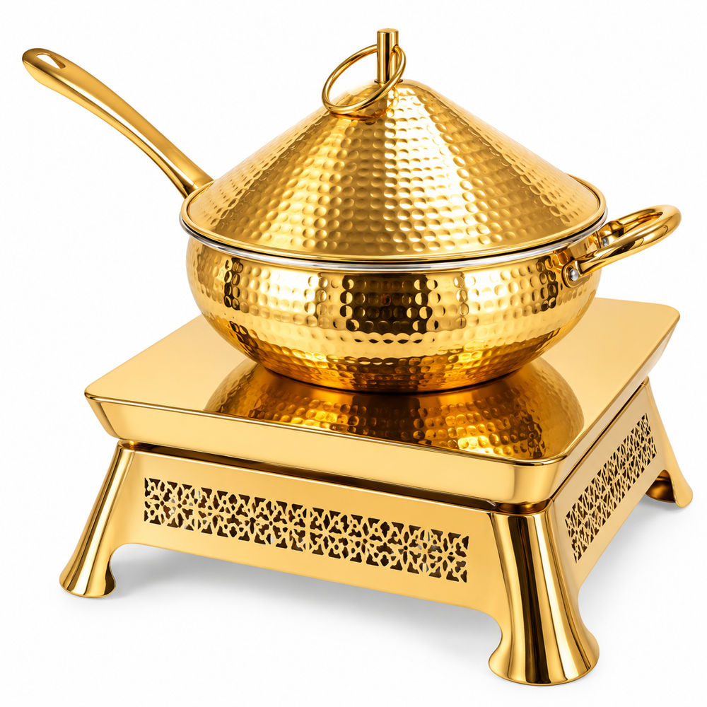 Decorative Lid Chafing Dish - Color: Gold