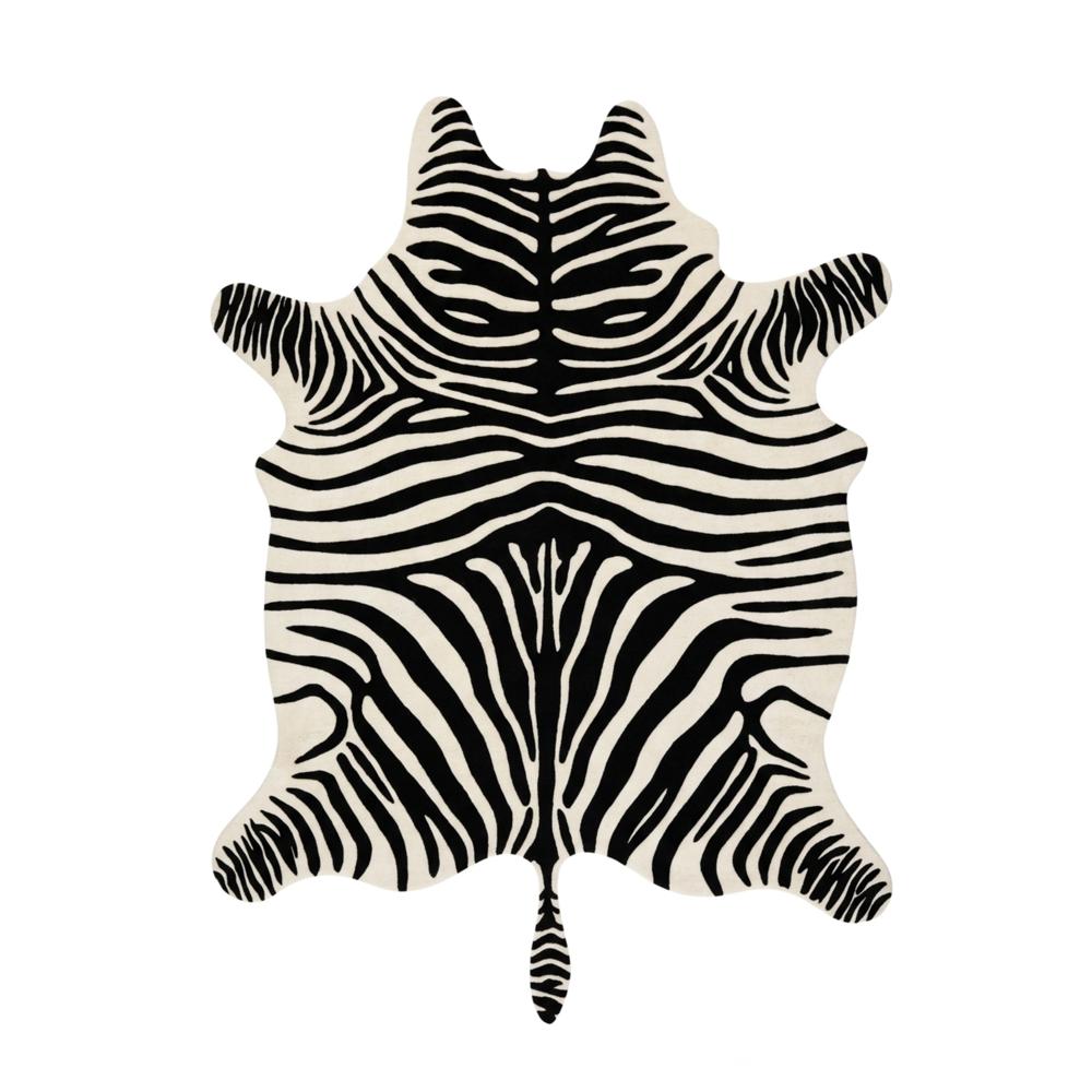 Modern Zebra Print Hand Tufted Faux Animal Hide Rug