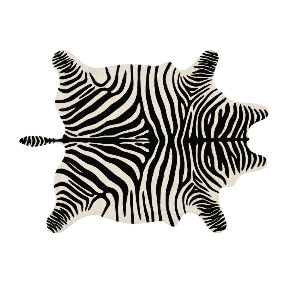 Modern Zebra Print Hand Tufted Faux Animal Hide Rug
