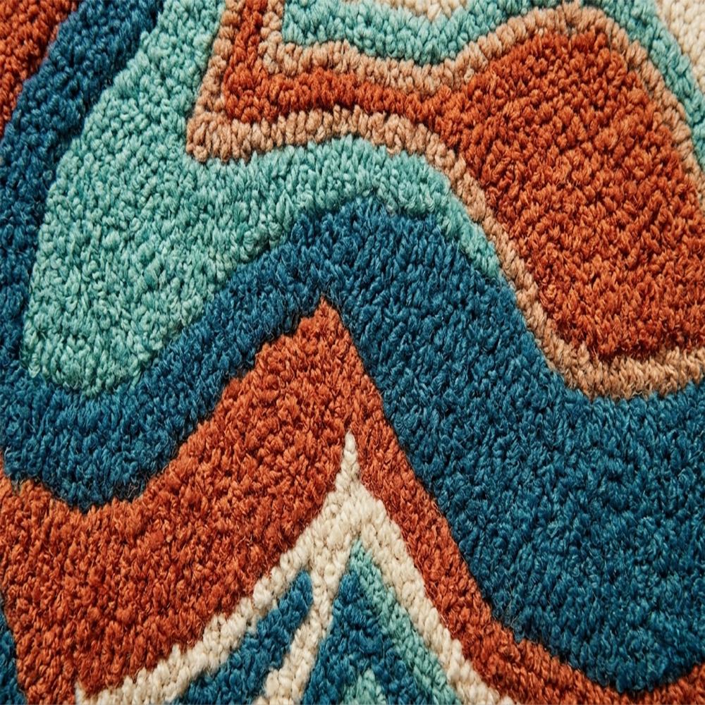 Modern Abstract Geometric Wool Rug in Blue & Orange