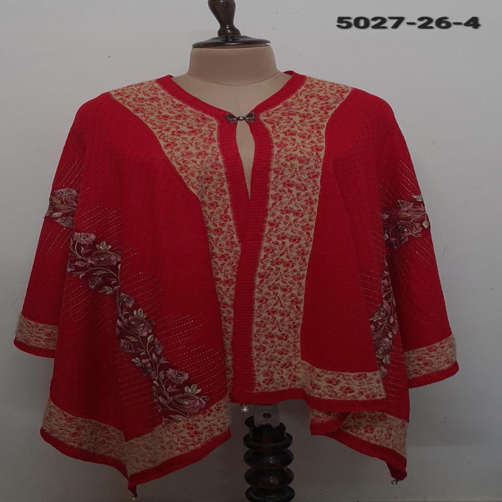 Winter Wear Knitted Nett Embroidered Applique work capes/ponchos/stoles