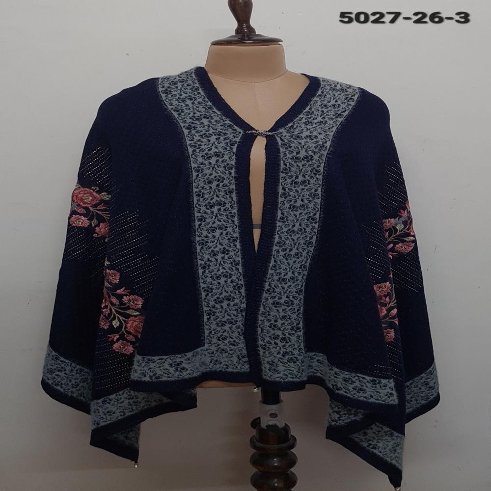 Winter Wear Knitted Nett Embroidered Applique work capes/ponchos/stoles