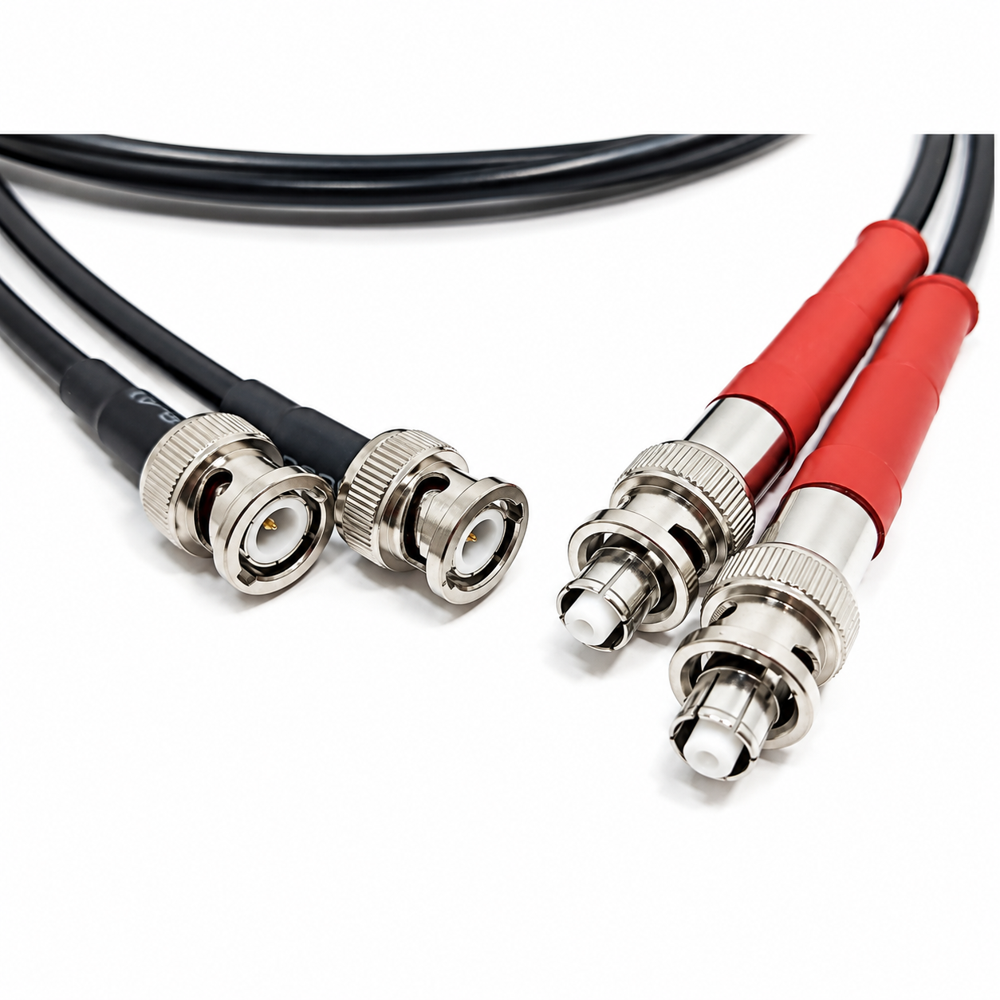 SHV Male Straight to SHV Male Right Angle RG59 High Voltage Cable Assembly