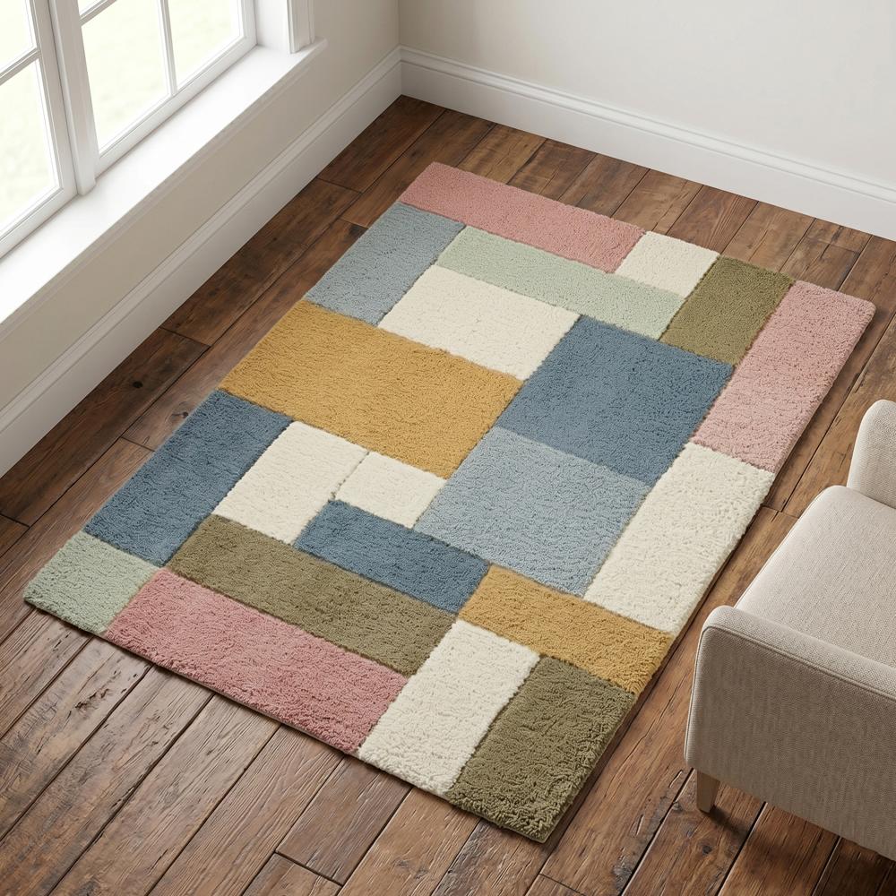 Multicolor Geometric Patchwork Area Rug