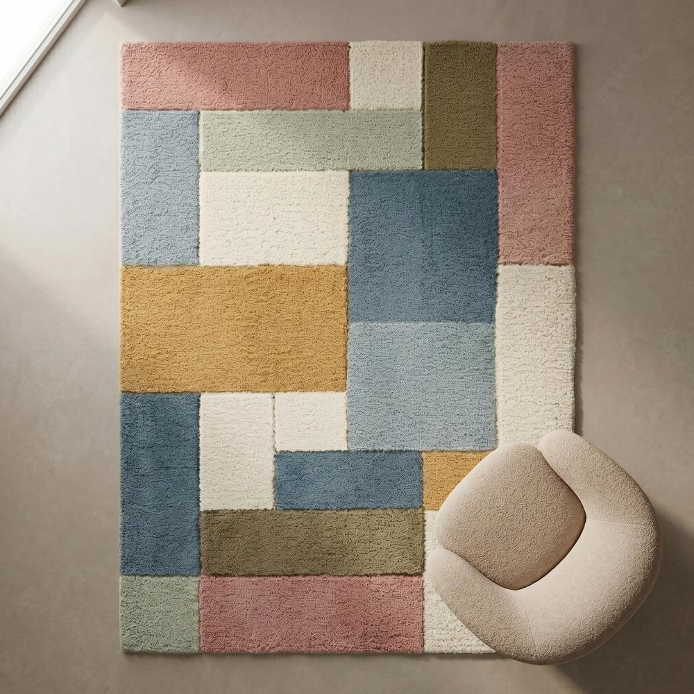Multicolor Geometric Patchwork Area Rug