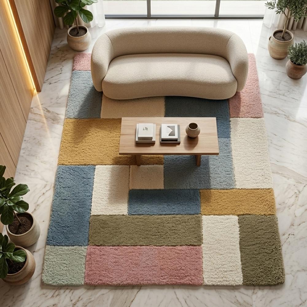 Multicolor Geometric Patchwork Area Rug