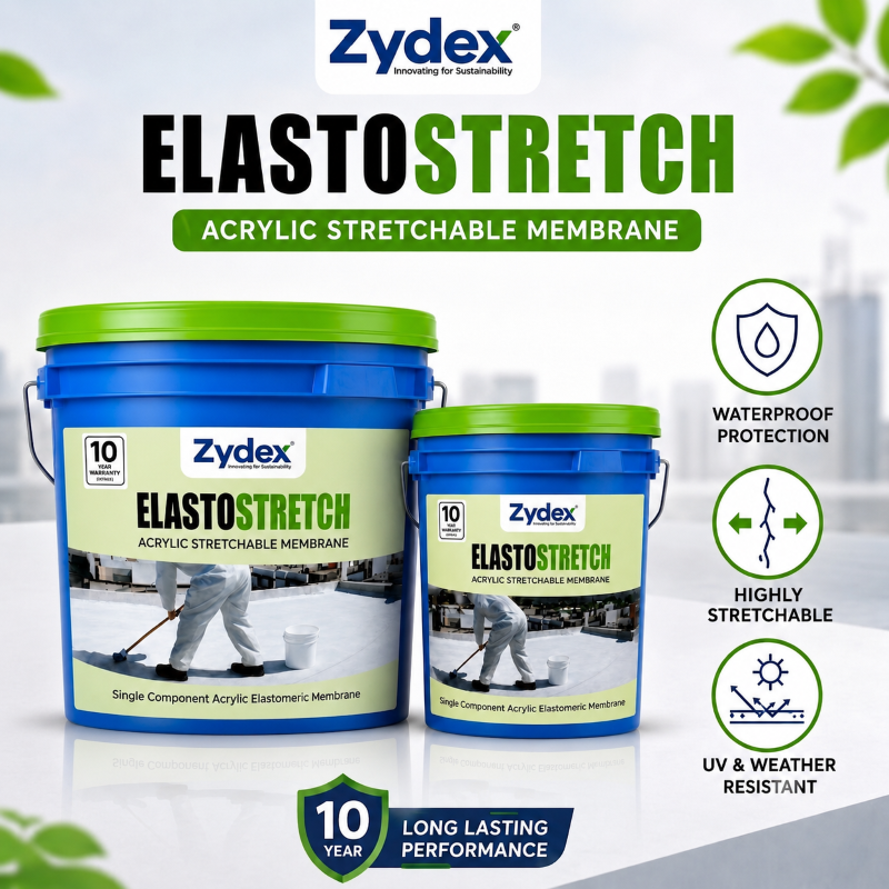 ElastoStretch Single Component Acrylic Elastomeric Waterproofing Membrane for Roof, Terrace & Exterior Walls
