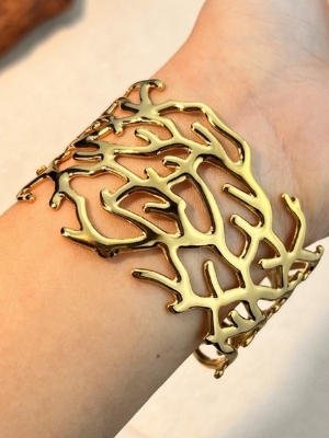 Organic Golden Coral Cuff Bracelet - Color: Gold
