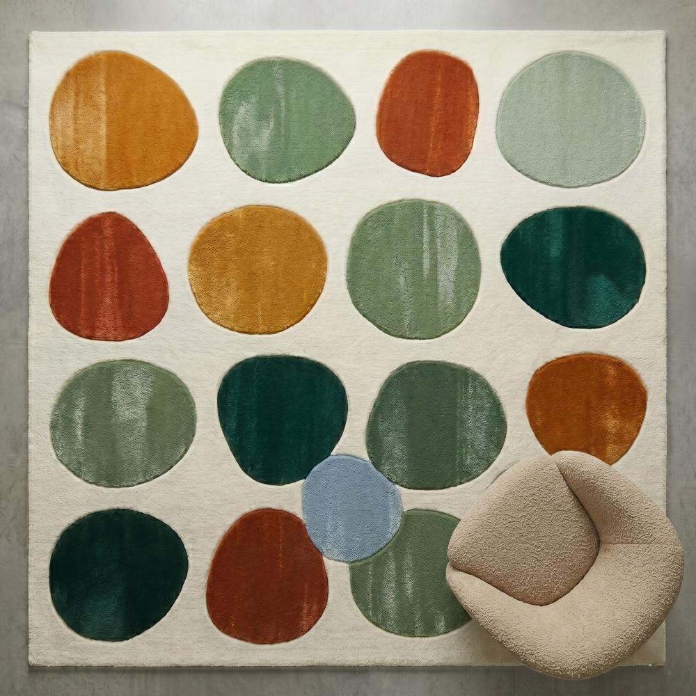 Hand Tufted Abstract Pebble Wool Rug