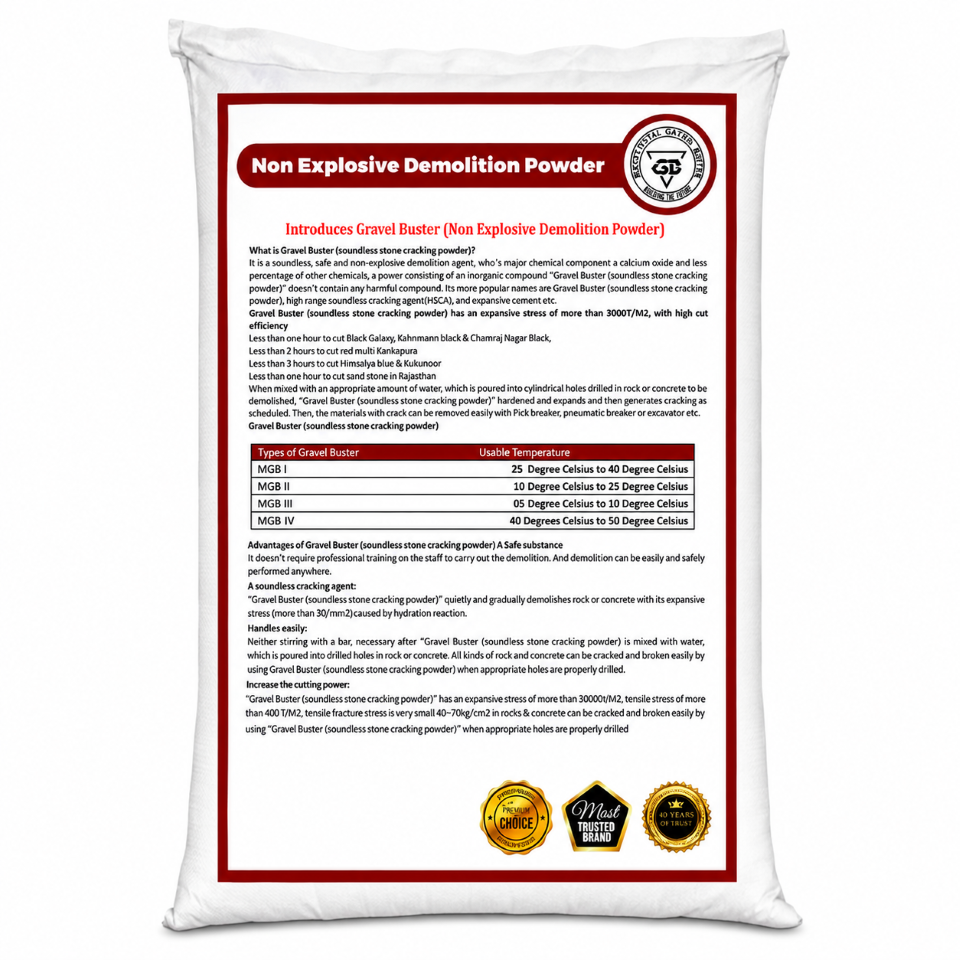 Non Explosive Demolition Powder 20 Kg  Safe Rock Breaking & Concrete Splitting Solution
