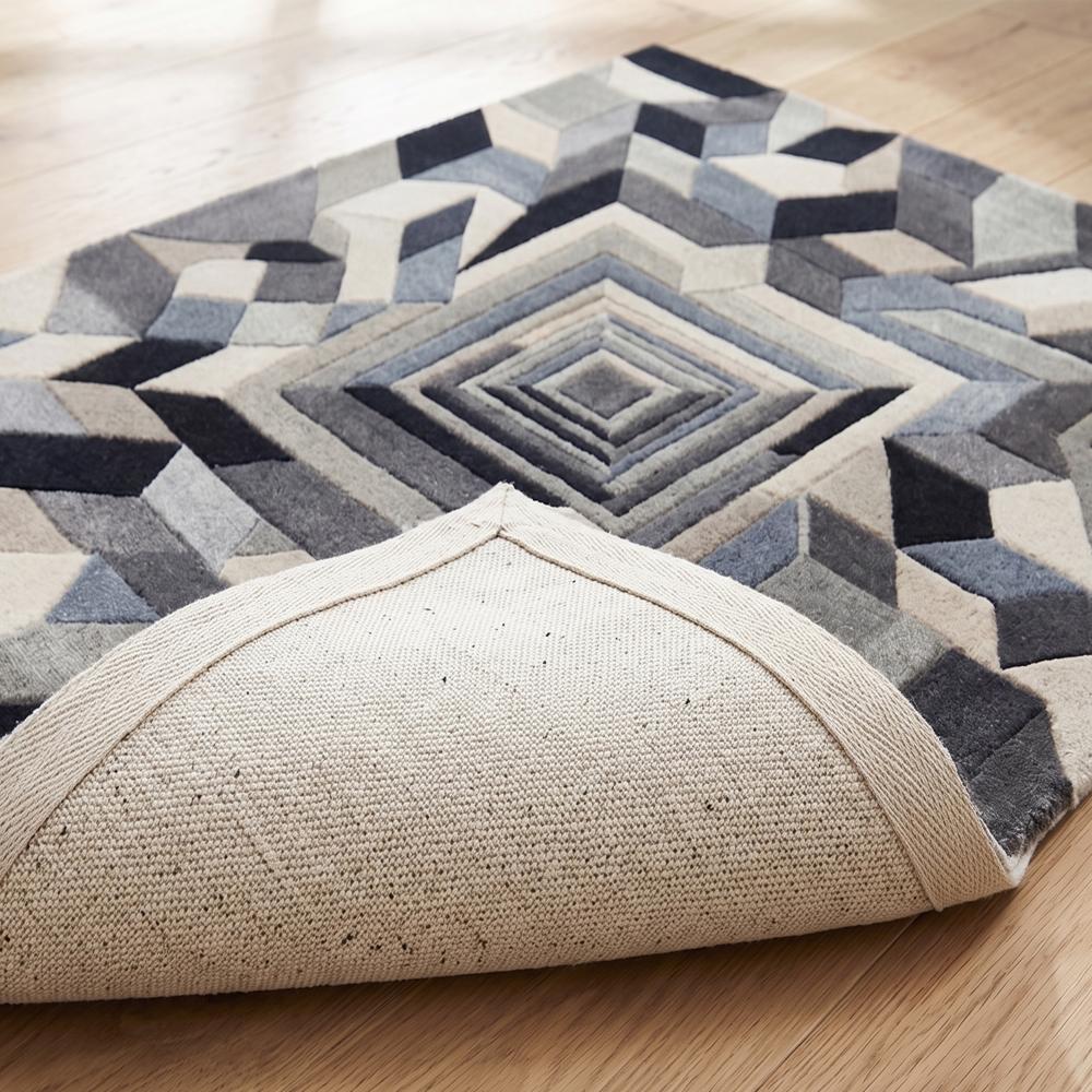 Modern Geometric Optical Illusion Wool Rug