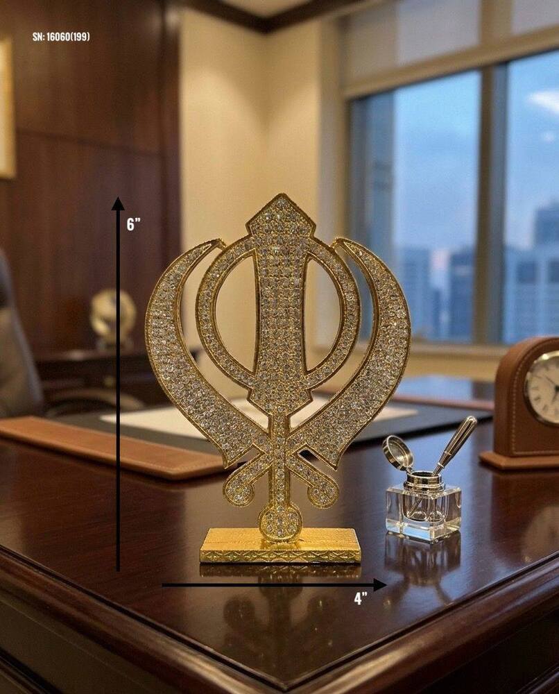 Gold Crystal Khanda Sahib Idol