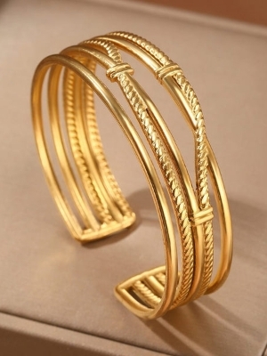 Golden Multi-Layer Cuff Bracelet - Color: Gold