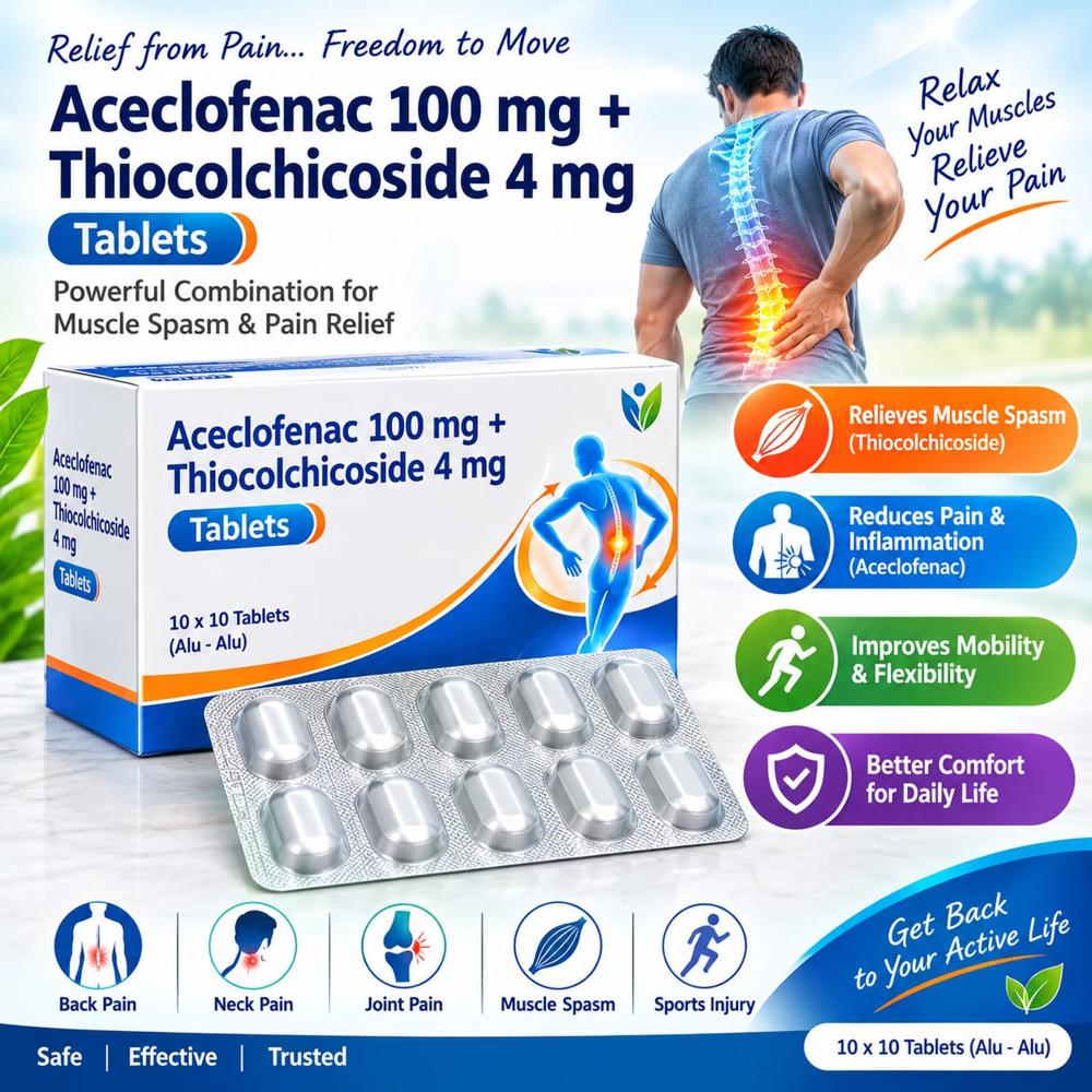 Aceclofenac 100MG and Thiocolchicoside 4MG