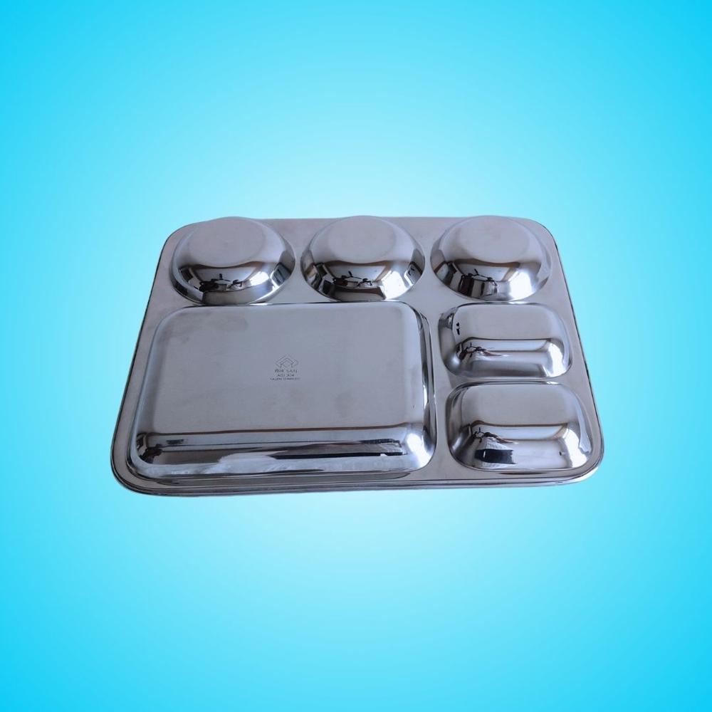 SAIL SALEM Stainless Steel 6-in-1 Rectangular Compartment Plate
