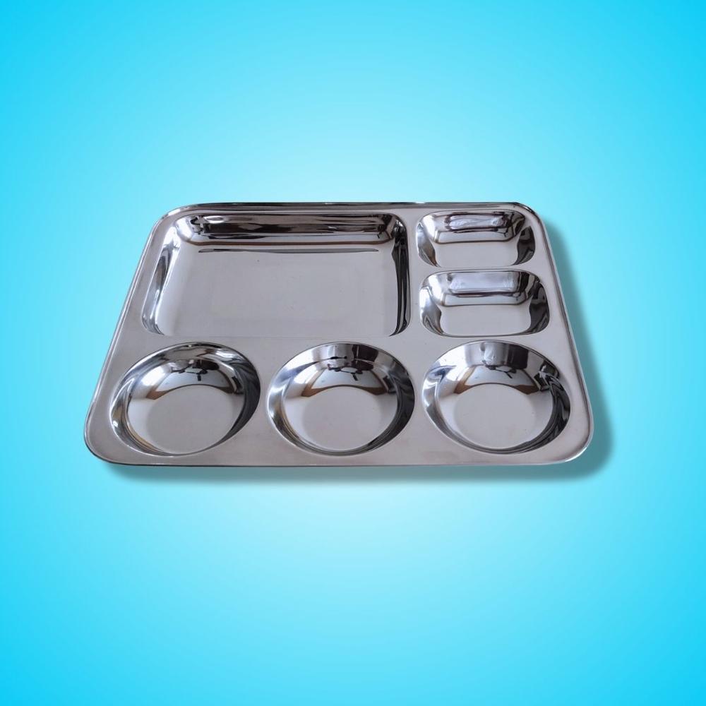 SAIL SALEM Stainless Steel 6-in-1 Rectangular Compartment Plate