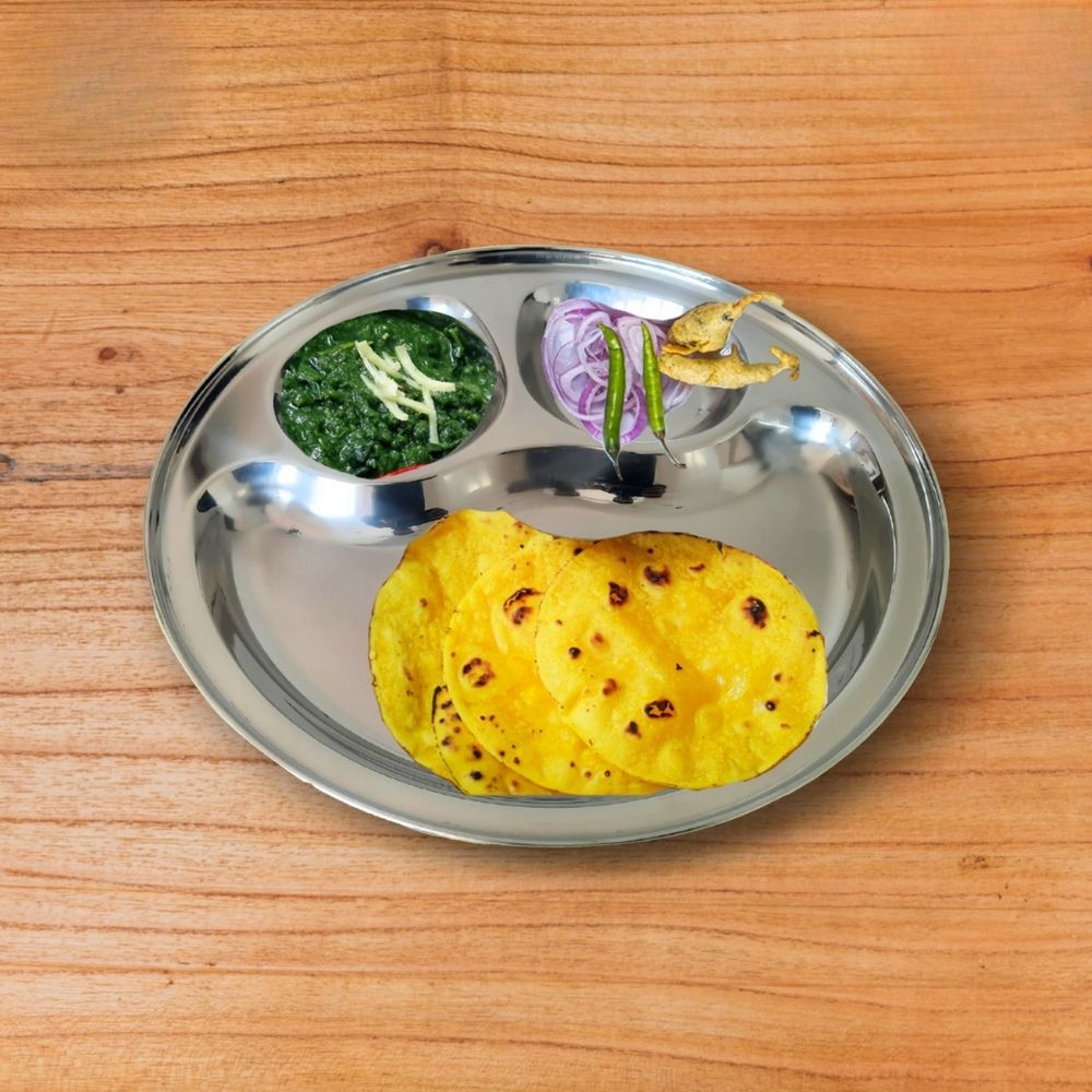 SAIL SALEM Stainless Steel 3-in-1 Compartment Round Plate 304 Grade
