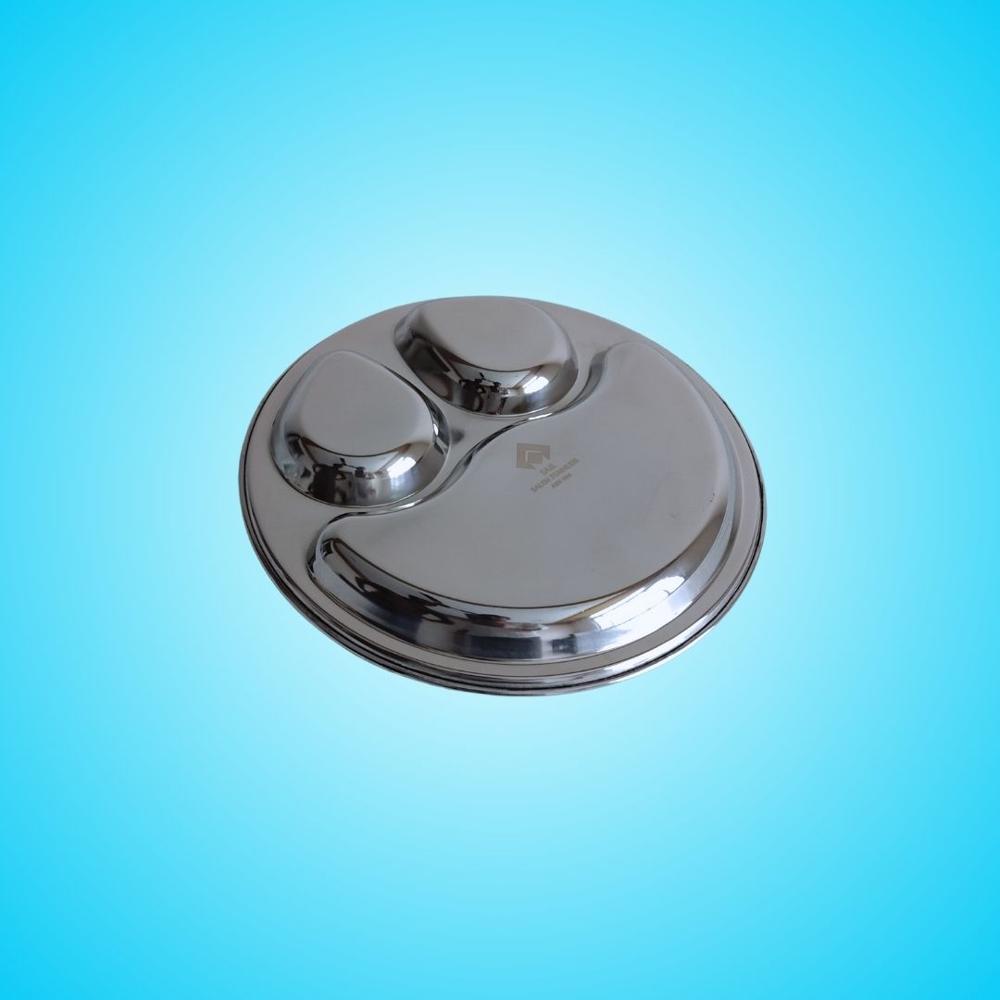 SAIL SALEM Stainless Steel 3-in-1 Compartment Round Plate 304 Grade