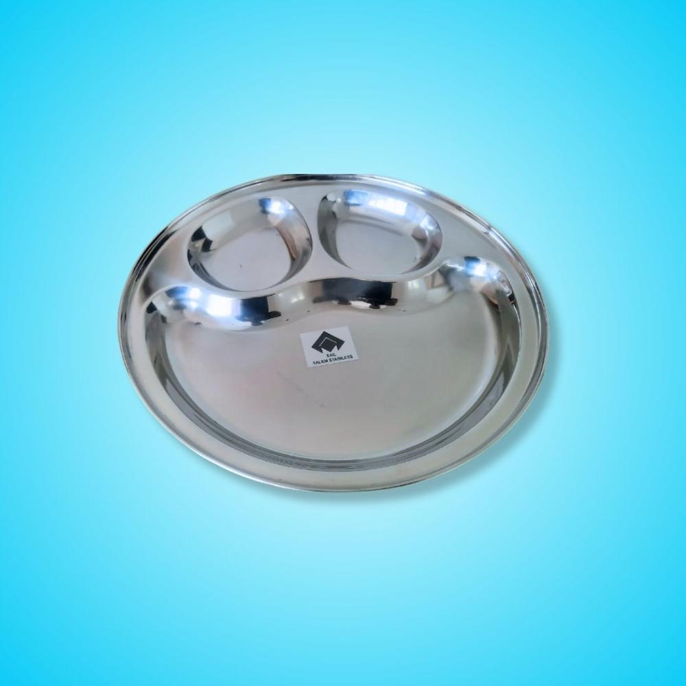 SAIL SALEM Stainless Steel 3-in-1 Compartment Round Plate 304 Grade