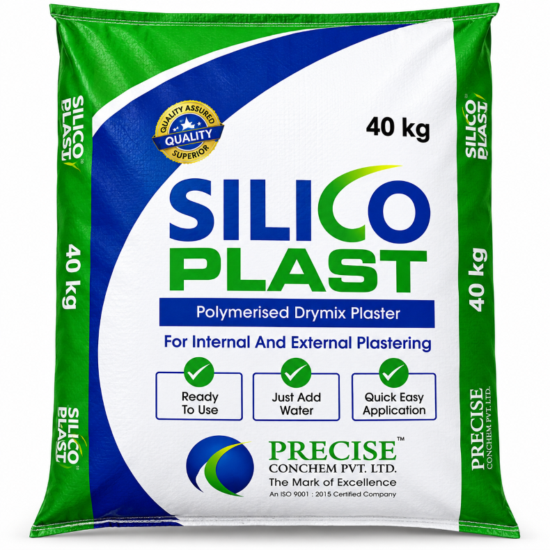 Silico Ready Mix Plaster 40 Kg | Polymer Modified Premixed Cement Plaster for Brick, AAC Block, Concrete