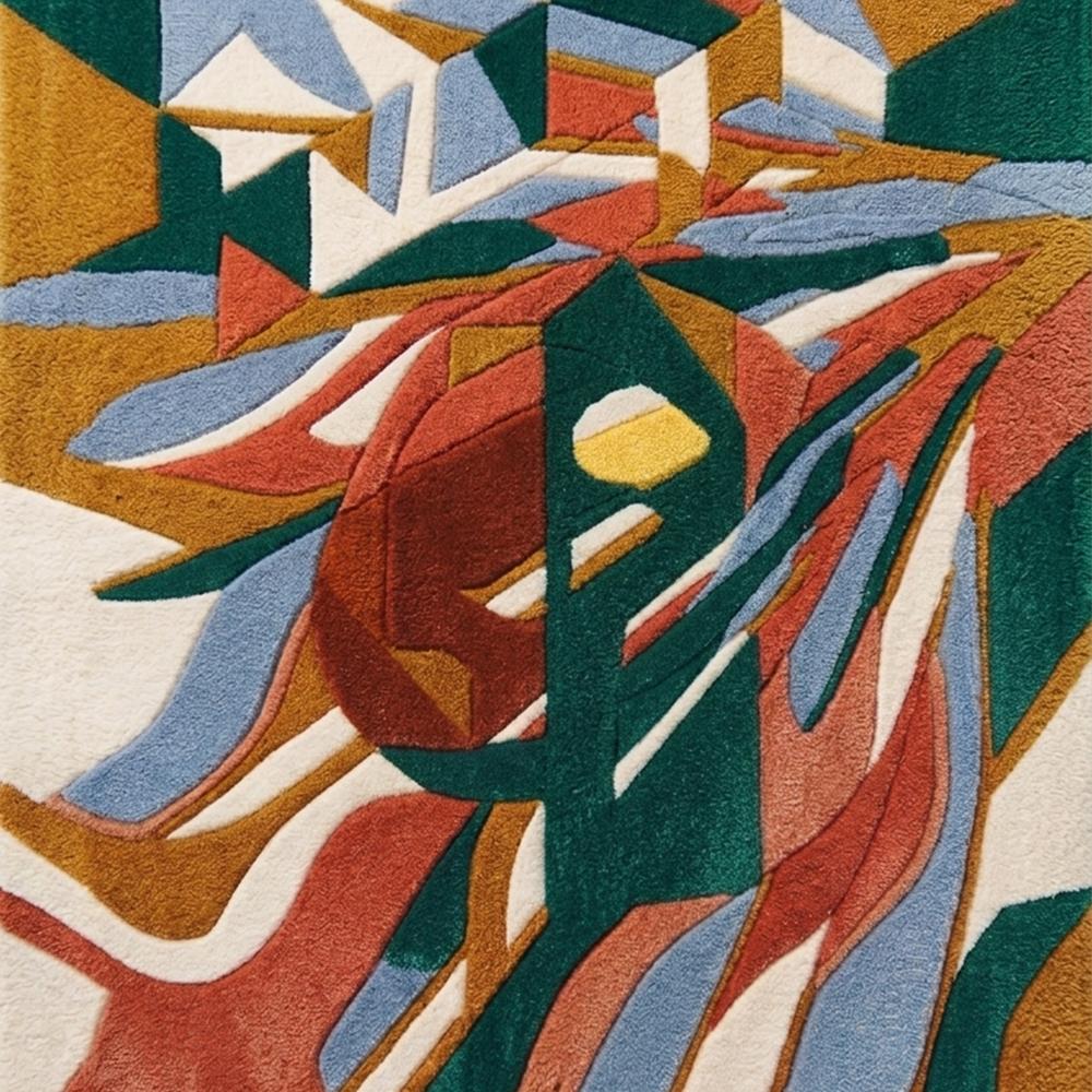 Modern Abstract Geometric Tufted Rug with Multicolor Artistic Pattern