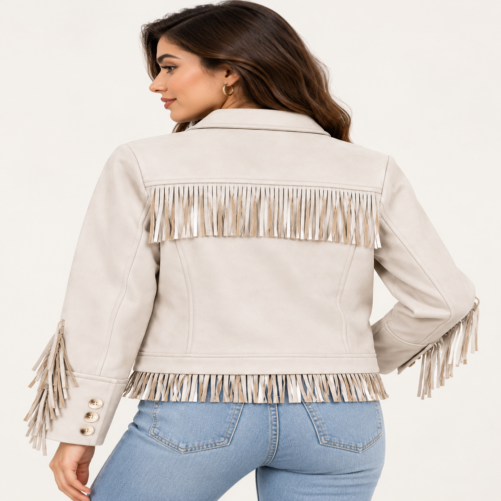 Export Surplus Women Cream Suede Fringe Western Jacket - Age Group: 18+