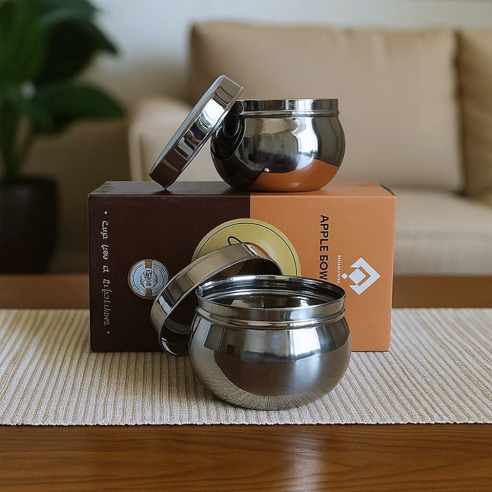 Bowls With Lid Apple Shaped Set Of Two Sail Salem Storage Box - Capacity: 1000 Milliliter (Ml)