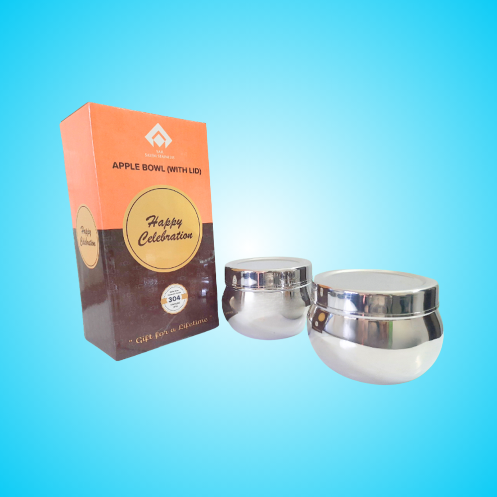 Bowls With Lid Apple Shaped Set of Two, Sail Salem, Storage box, Container, Kitchen Container, 304 Grade Stainless Steel, Rust and Crack free, Premium Quality, Box, Steel Authority of India, Dishwasher Safe