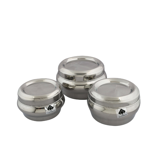 Stainless Steel Storage Pot Set of 3 Multipurpose Kitchen Food Storage Containers