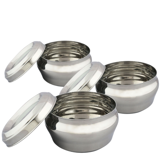 Stainless Steel Storage Pot Set of 3 Multipurpose Kitchen Food Storage Containers