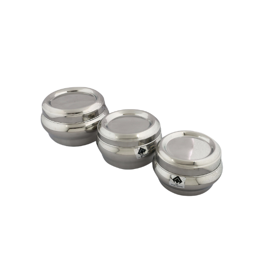 Stainless Steel Storage Pot Set of 3 Multipurpose Kitchen Food Storage Containers