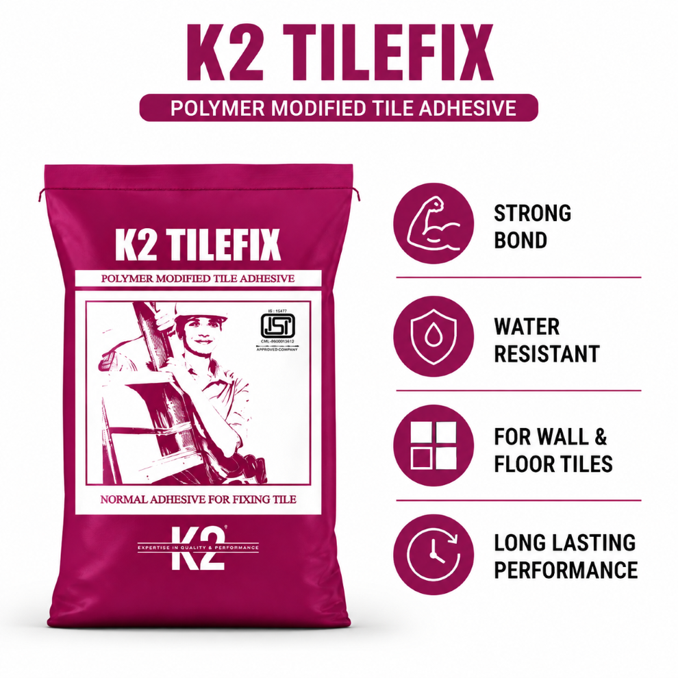 K2 Tilefix Polymer Modified Tile Adhesive for Ceramic, Porcelain & Vitrified Tiles