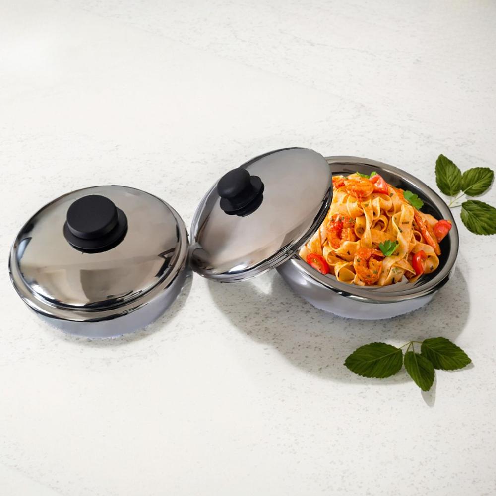 Stainless Steel Double Wall, SAIL SALEM, Premium Quality, Serving Bowls, 304 grade stainless steel, SAIL, Lotus Bowl, Curry Bowl, Food Grade, Crack Free, Rust Free: Set of 2