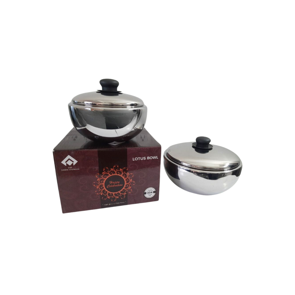 Stainless Steel Double Wall, SAIL SALEM, Premium Quality, Serving Bowls, 304 grade stainless steel, SAIL, Lotus Bowl, Curry Bowl, Food Grade, Crack Free, Rust Free: Set of 2