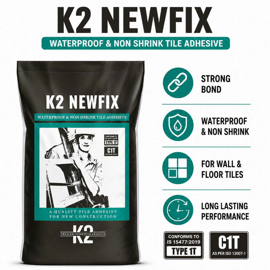 K2 Newfix Waterproof & Non-Shrink Tile Adhesive, Ready-to-Use Tile Fixing Adhesive for Ceramic, Porcelain & Floor Tiles