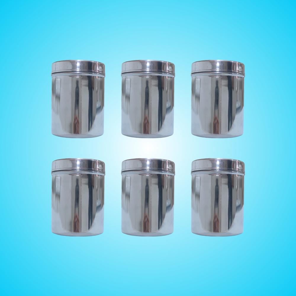 SAIL SALEM STELLO Stainless Steel Storage Vessel with Lid Set of 6 (750 ml Each) | Food Storage Containers | Rust-Free Kitchen Dabba Set