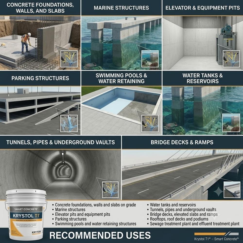 25 KG Krystol T1 Bucket | Surface Applied Crystalline Waterproofing System for Concrete
