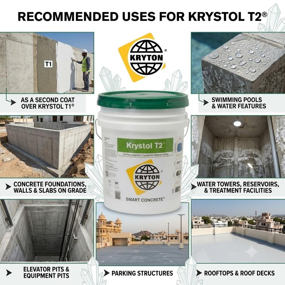 25 KG Krystol T2 Bucket | Crystalline Concrete Waterproofing System for Walls, Basements & Water Tanks