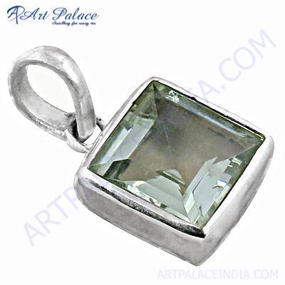 क्लासिक लेमन क्वार्ट्ज जेमस्टोन सिल्वर पेंडेंट