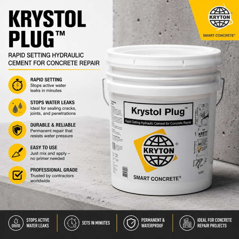 5 KG Krystol Plug Bucket | Rapid Setting Hydraulic Crystalline Cement for Instant Leak Sealing & Concrete Repairs