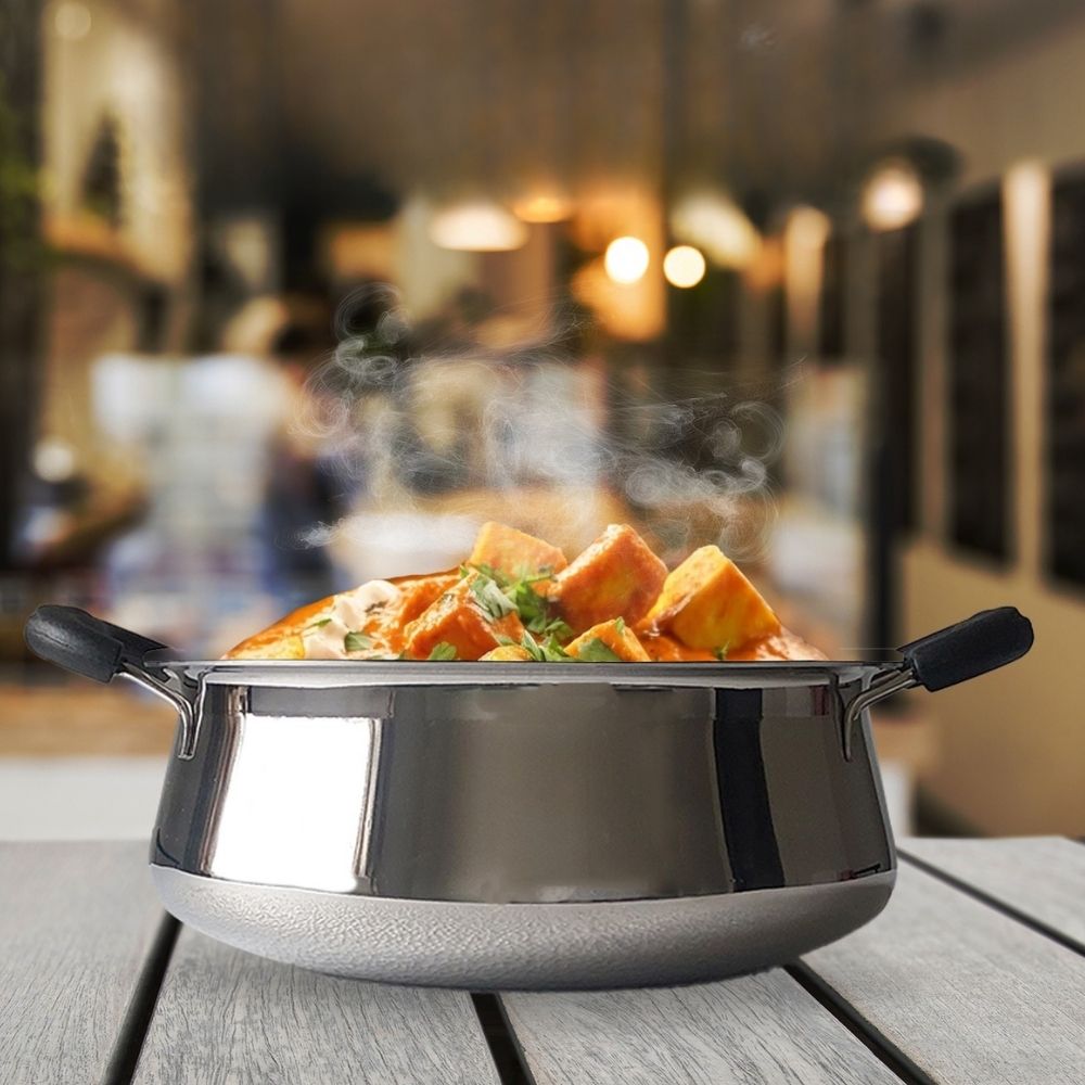 SAIL SALEM Stainless Steel Double Walled Cooking Handi with Lid Premium 304 Grade Heavy Base Cookware Food Grade Rust & Crack Free