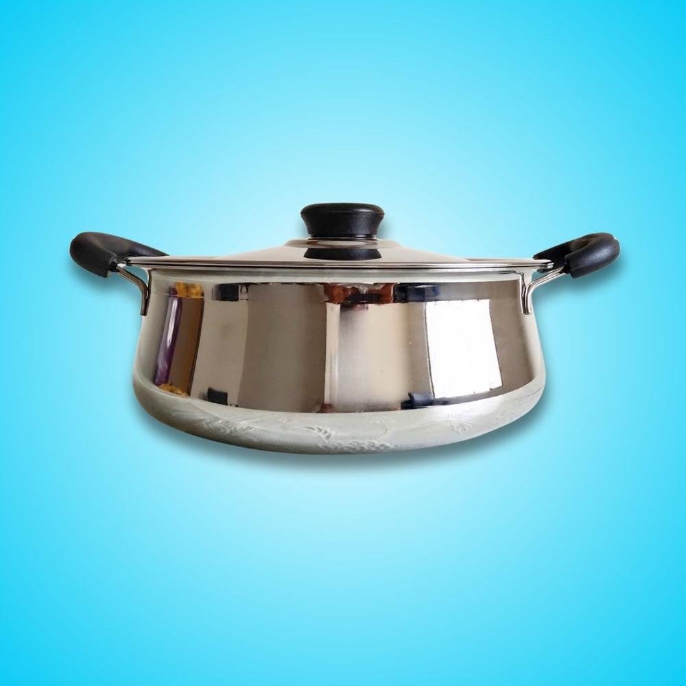 SAIL SALEM Stainless Steel Double Walled Cooking Handi with Lid Premium 304 Grade Heavy Base Cookware Food Grade Rust & Crack Free