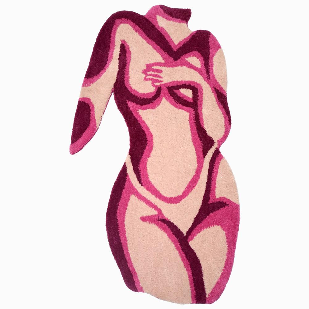 Pink Abstract Woman Tufted Rug