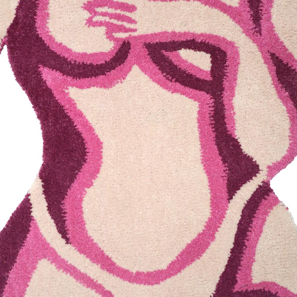 Pink Abstract Woman Tufted Rug