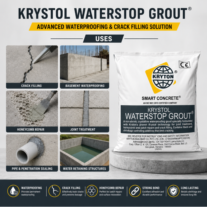 15 KG Krystol Waterstop Grout Bag | Crystalline Waterproof Grout for Concrete Joints & Leak Sealing