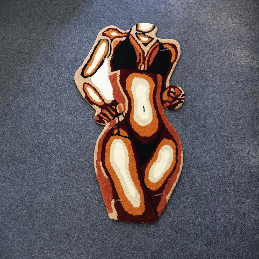 Abstract Female Figure Tufted Rug