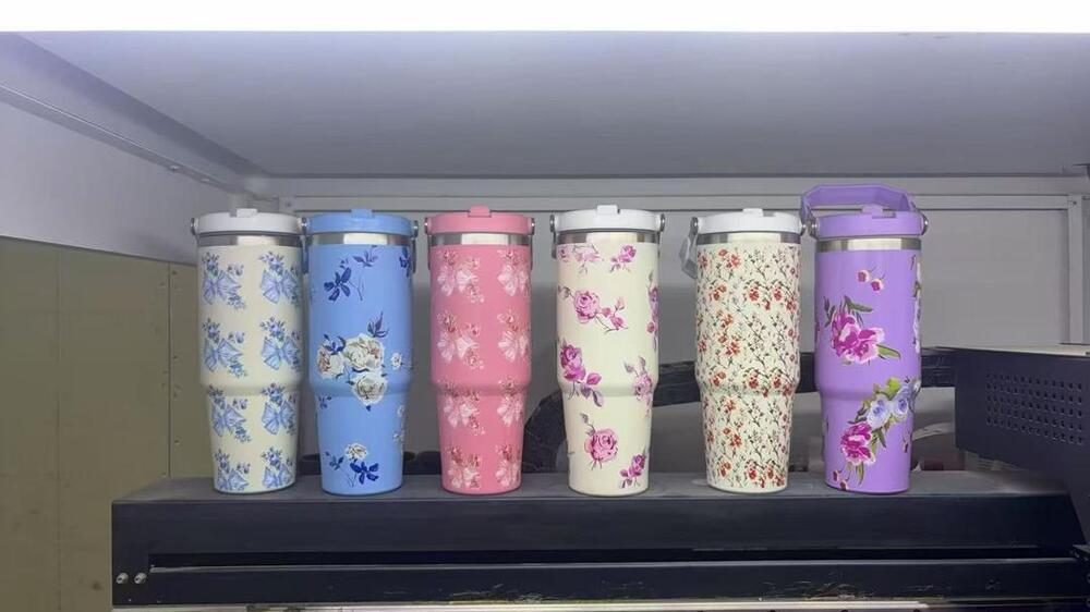 Stainless Steel Tumbler With Handle, Lid and 2 Straws