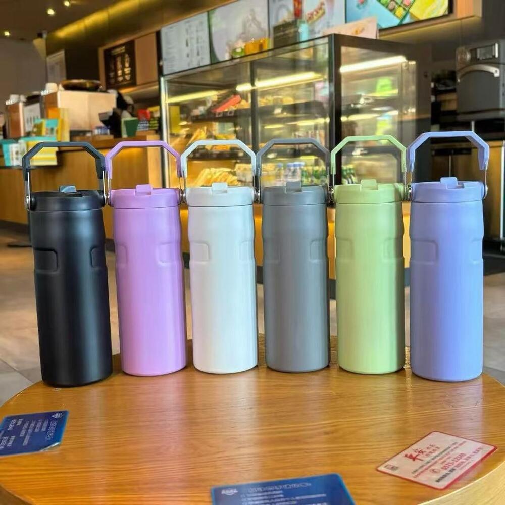 Stanley IceFlow 510ml Flip Straw Tumbler Insulated Vacuum Water Bottle with Folding Handle