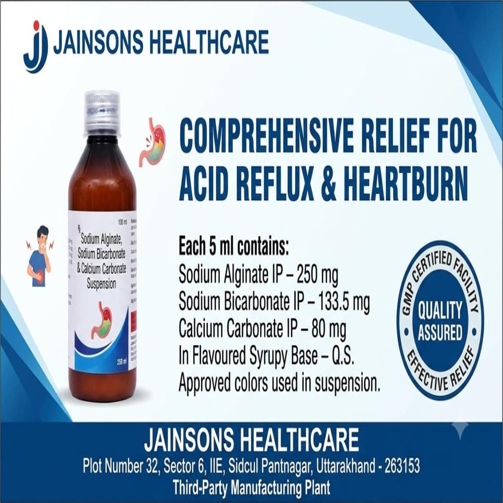 Sodium Alginate , Sodium Bicarbonate & Calcium Carbonate Oral Suspension Third Party Manufacturing - Brand Name: Your Brand Name