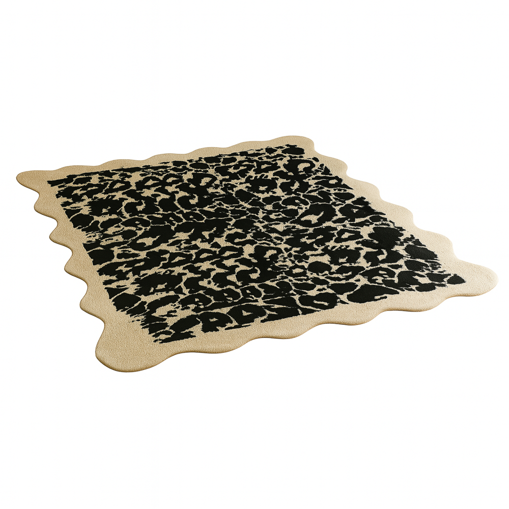 Black & Beige Abstract Tufted Rug